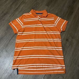 Vintage Trailer Mens Orange Striped Polo Vintage Fit Cotton Size Medium